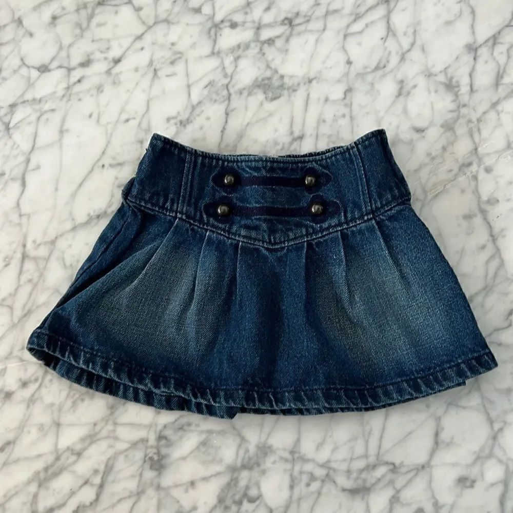 Vintage Denim Skirt Sz 2T Zip Side